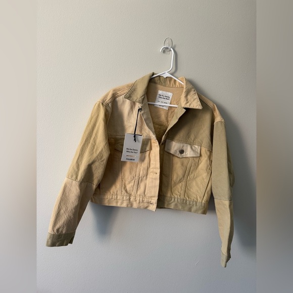 Jacket sand-colored patchwork denim by Pull & Bear, Size S, new with tag - Picture 4 of 16